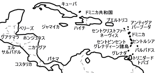 中央アメリカの地図