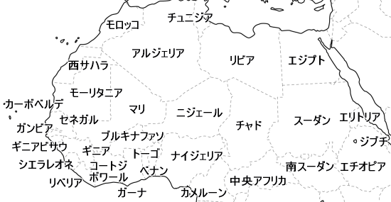 北アフリカの地図