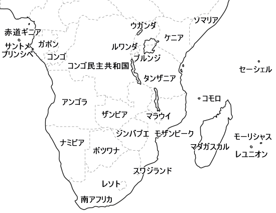 南アフリカの地図